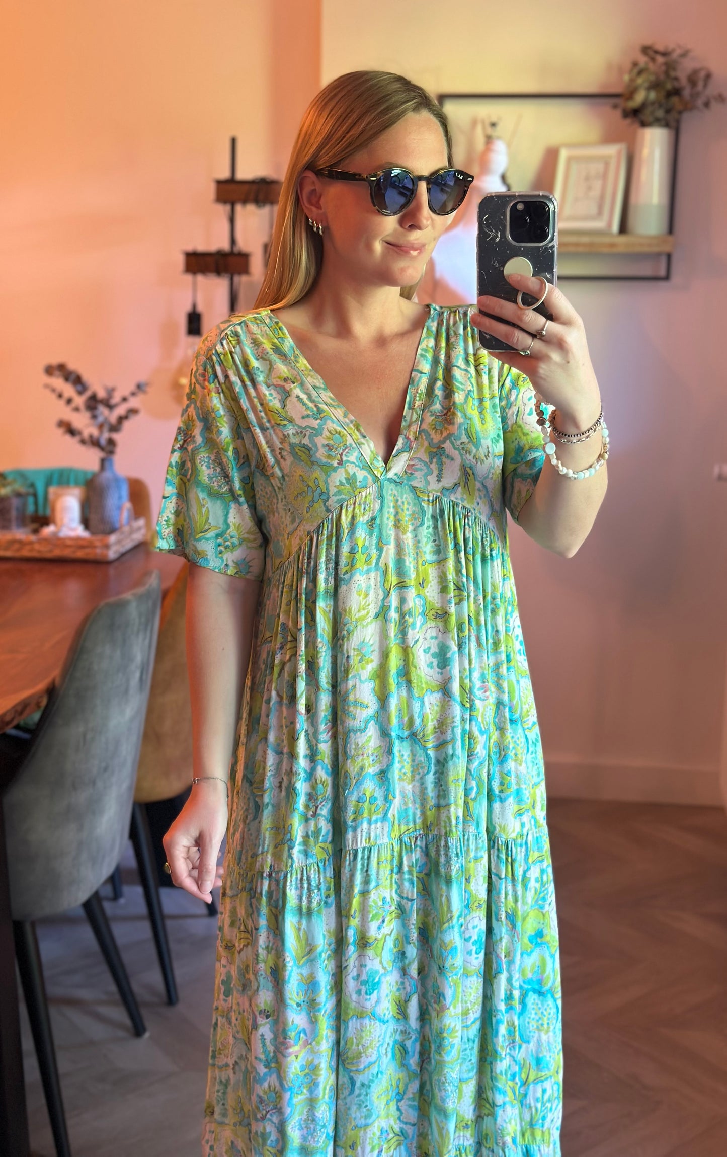 Robe longue fluide imprimé pastel T.U 38/42