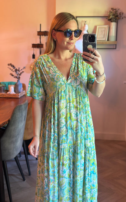 Robe longue fluide imprimé pastel T.U 38/42