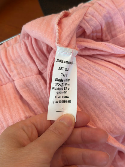 Pantalon rose gaze de coton Made in Italy – Broderie arc-en-ciel T.U 36 à 44
