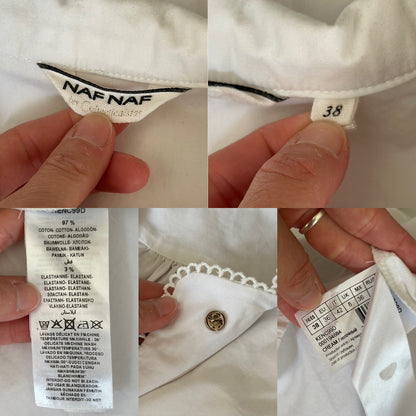 Chemise blanche brodée col citron T.38