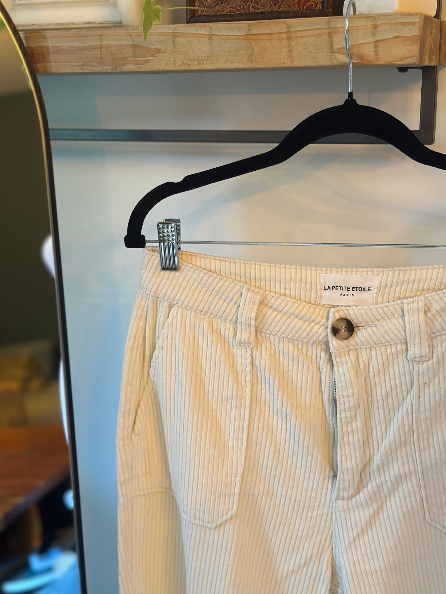 Pantalon velours côtelé écru T.38