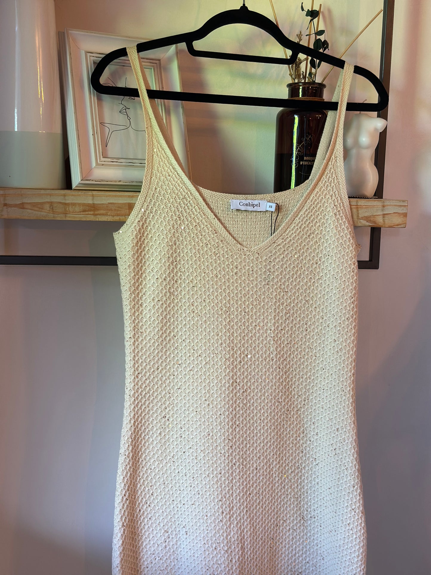 Robe longue maille beige irisée 100% coton T.34