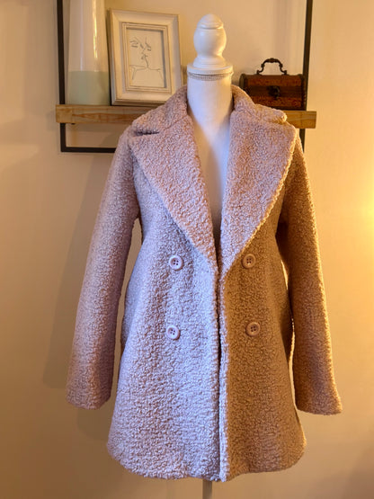 Manteau en bouclette rose clair doublé fabriqué en Italie T.36