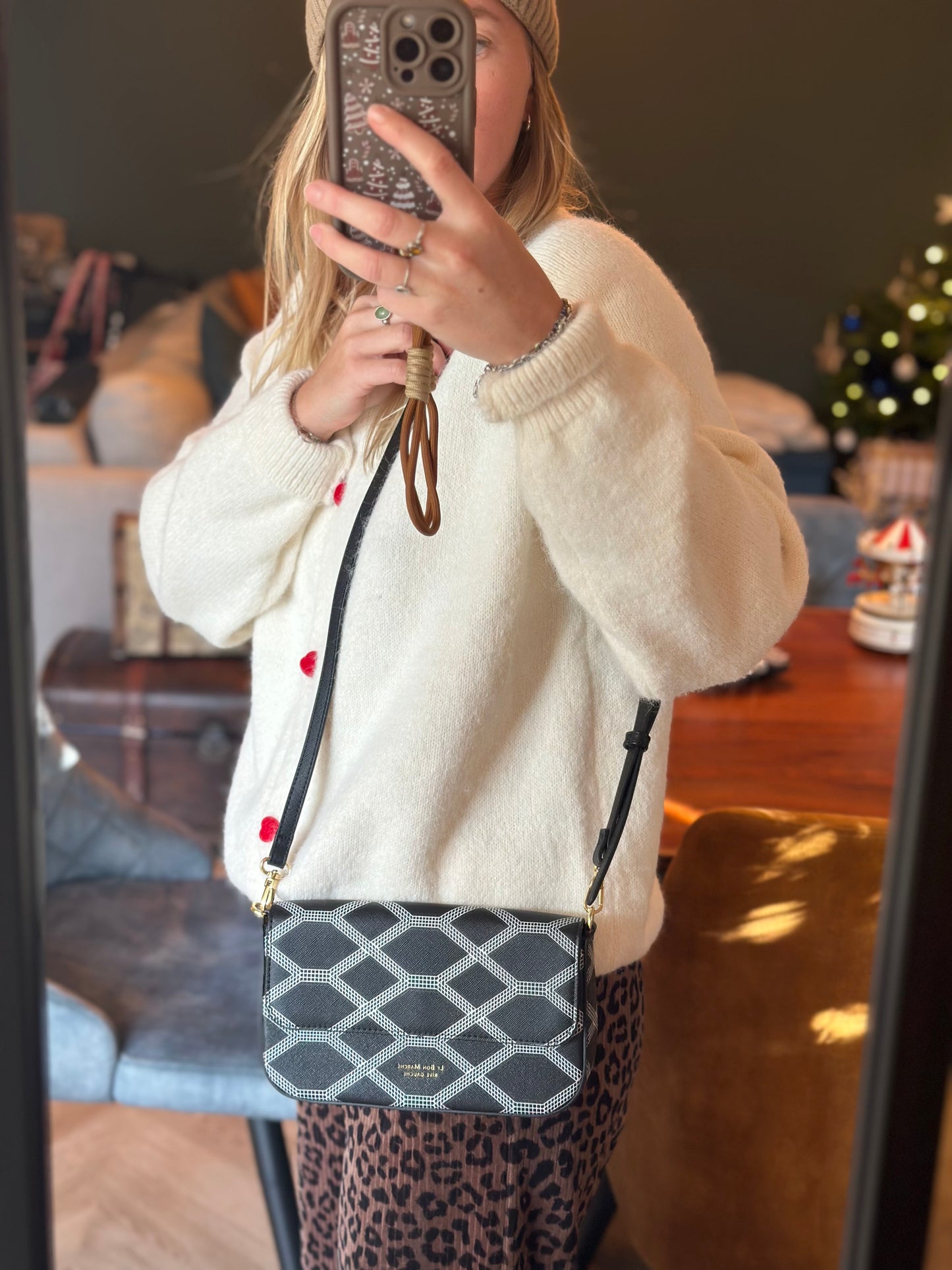 Sac bandoulière motif géométrique