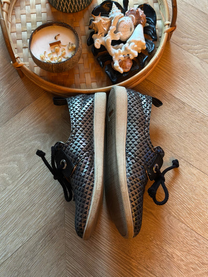 Derbies imprimé géométrique noir argenté P.37