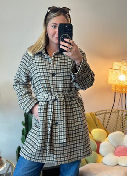 Manteau-veste à carreaux en laine  T.34