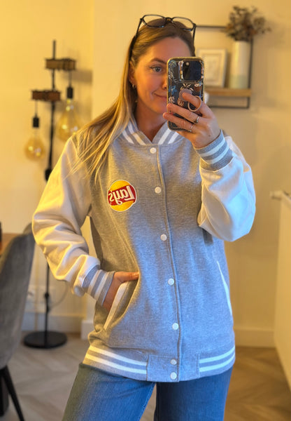 Veste teddy varsity gris et blanc logo Lay’s brodé T.38/40