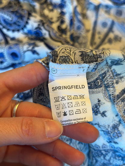 Blouse imprimé cachemire bleu viscose T.40