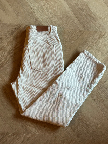 Pantalon droit velours côtelé écru coton T.36