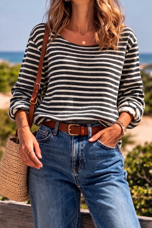 Pull marinière rayé en coton T.38