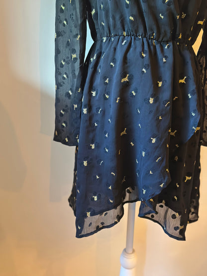 Robe noire voile plumetis doré T.36/38