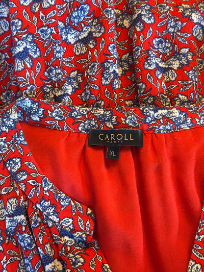 Robe fluide imprimé fleuri rouge et bleu T.42