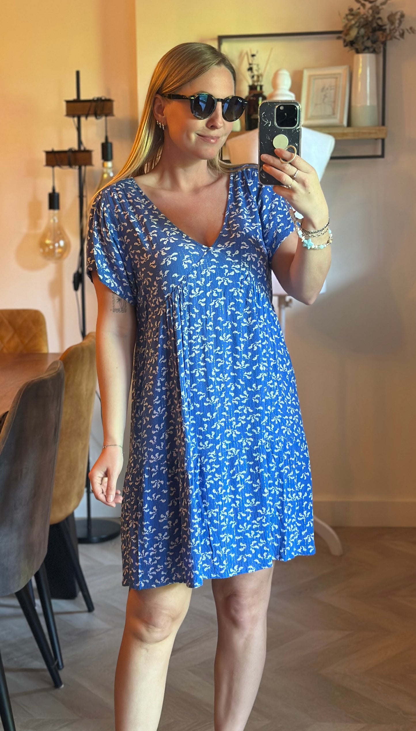 Robe fluide imprimé fleuri lurex T.38