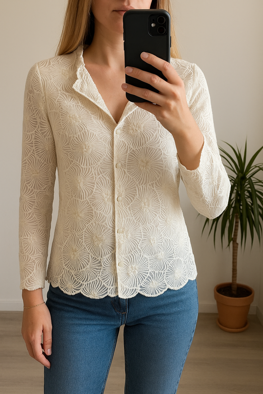 Chemise dentelle florale blanche T.34