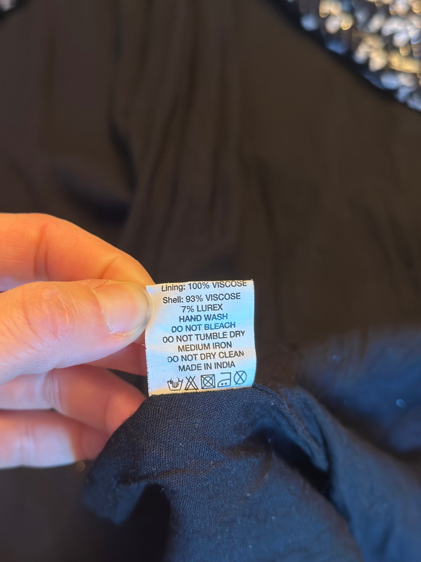 Robe portefeuille noire imprimé fleuri lurex argenté T.36