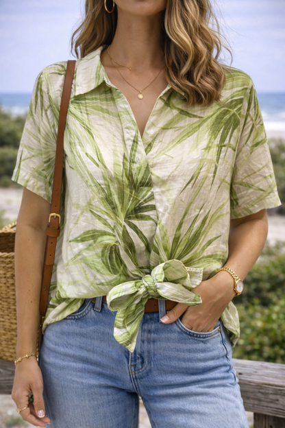 Blouse à nouer tropicale T.36