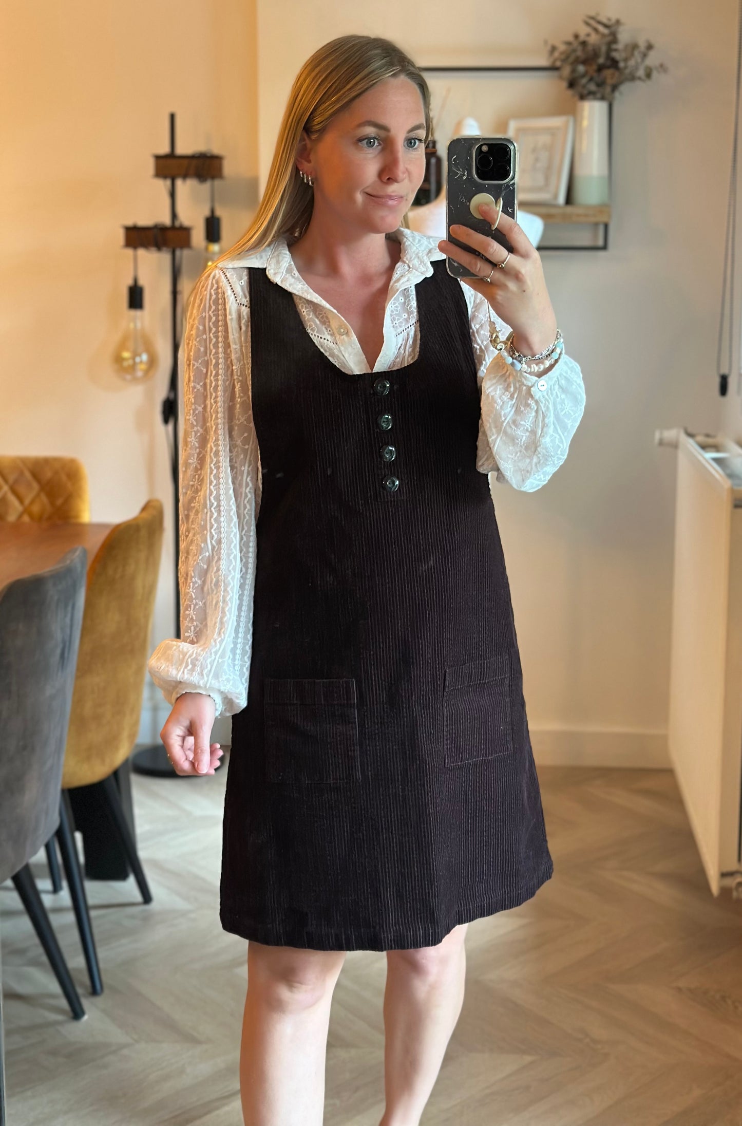 Robe salopette velours côtelé Taninette marron prune T.38/40