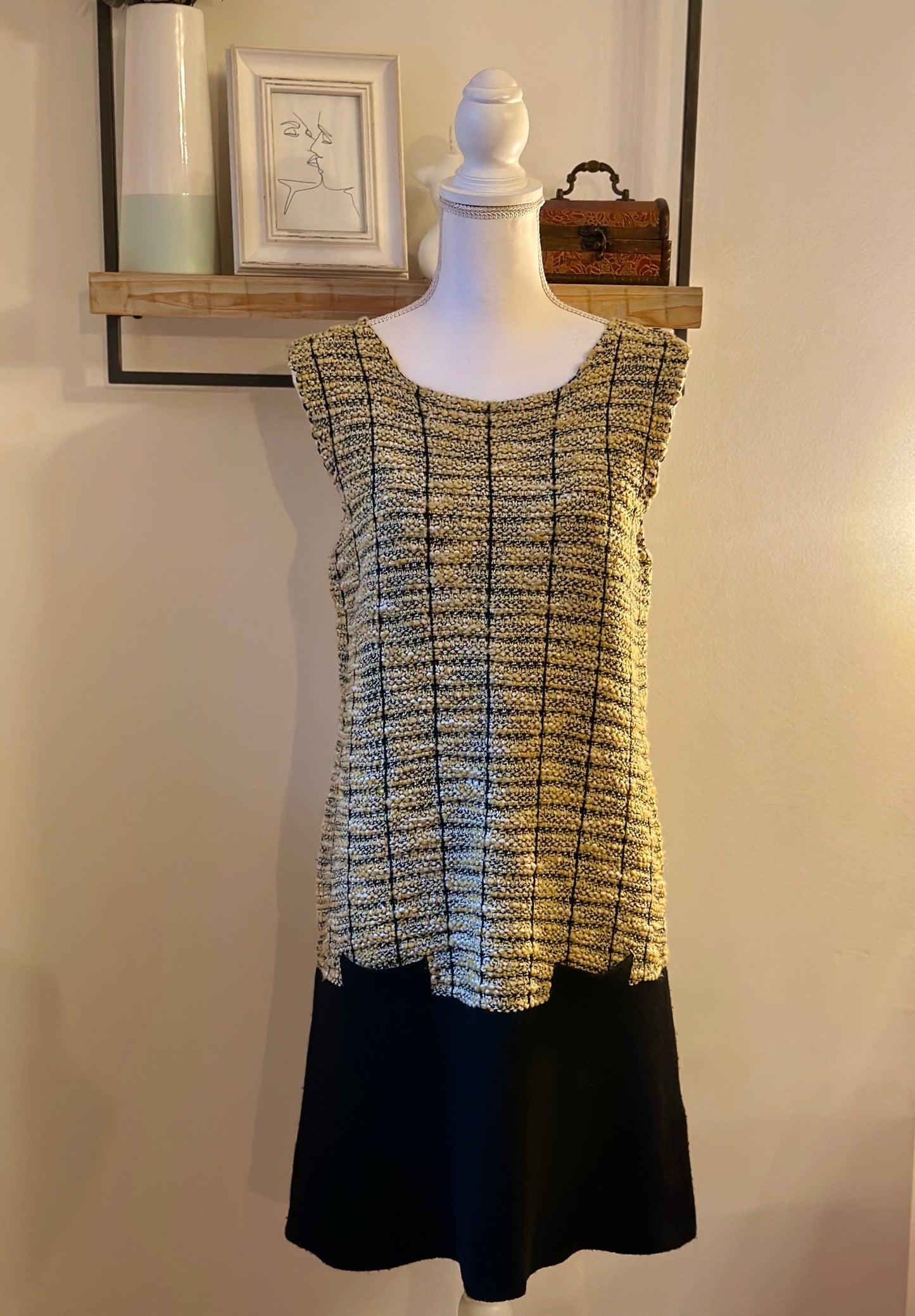 Robe tweed laine jaune et noir T.40