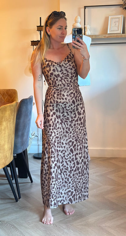 Robe longue léopard – neuve, T.36