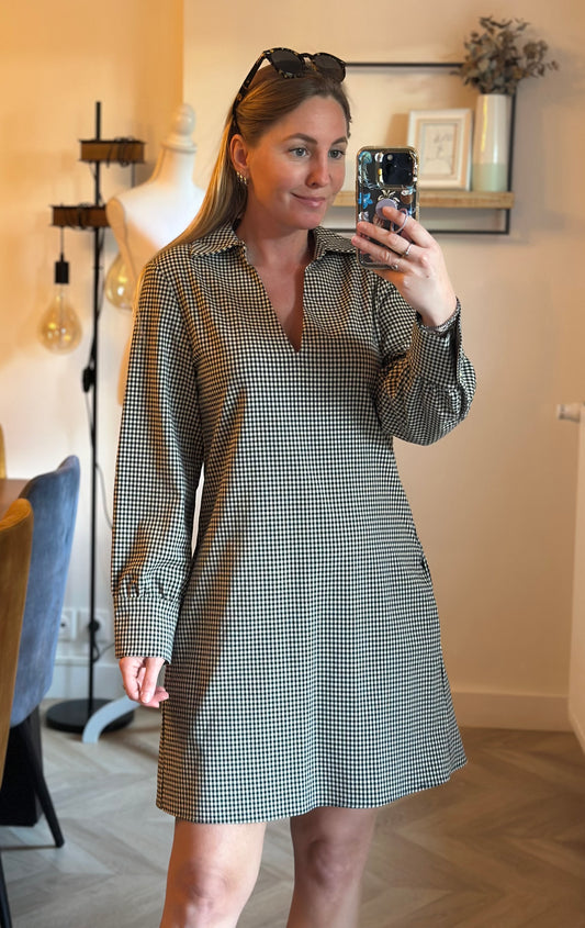 Robe mini à carreaux vichy noir et blanc T.36
