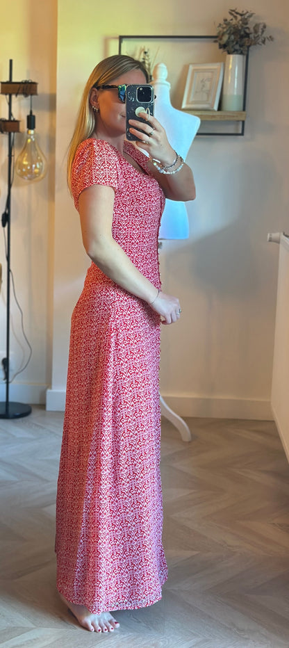 Robe longue imprimé rouge et blanc T.36