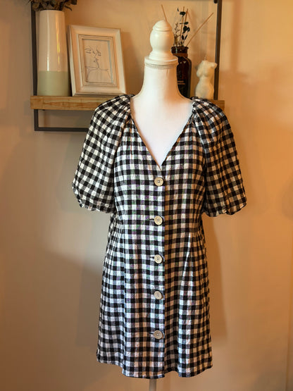 Robe vichy noir et blanc en lin T.38