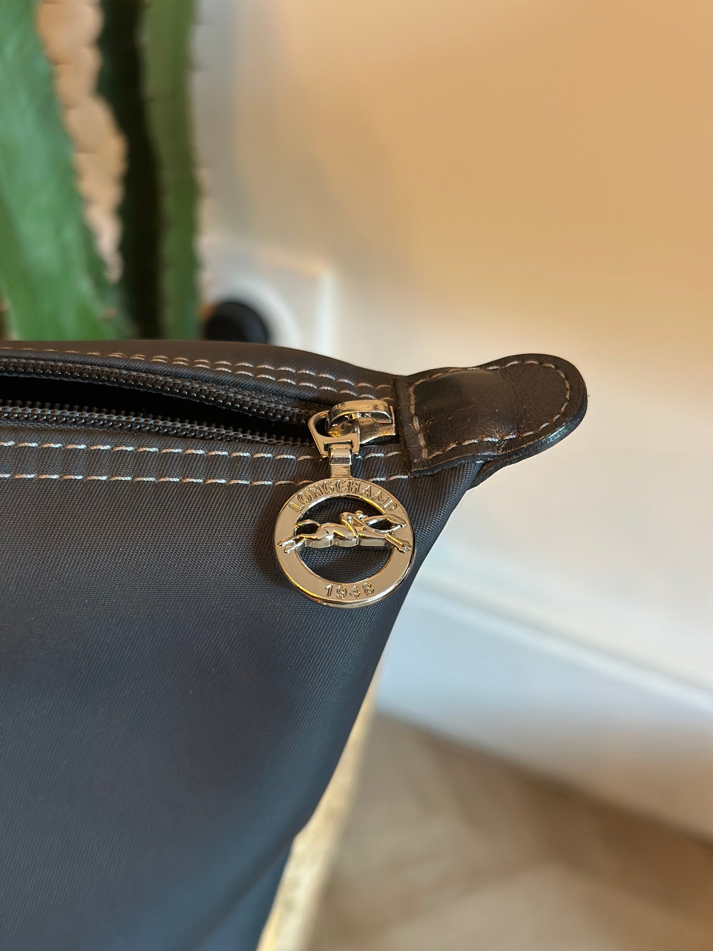 Sac Le Pliage Neo bleu gris toile et cuir