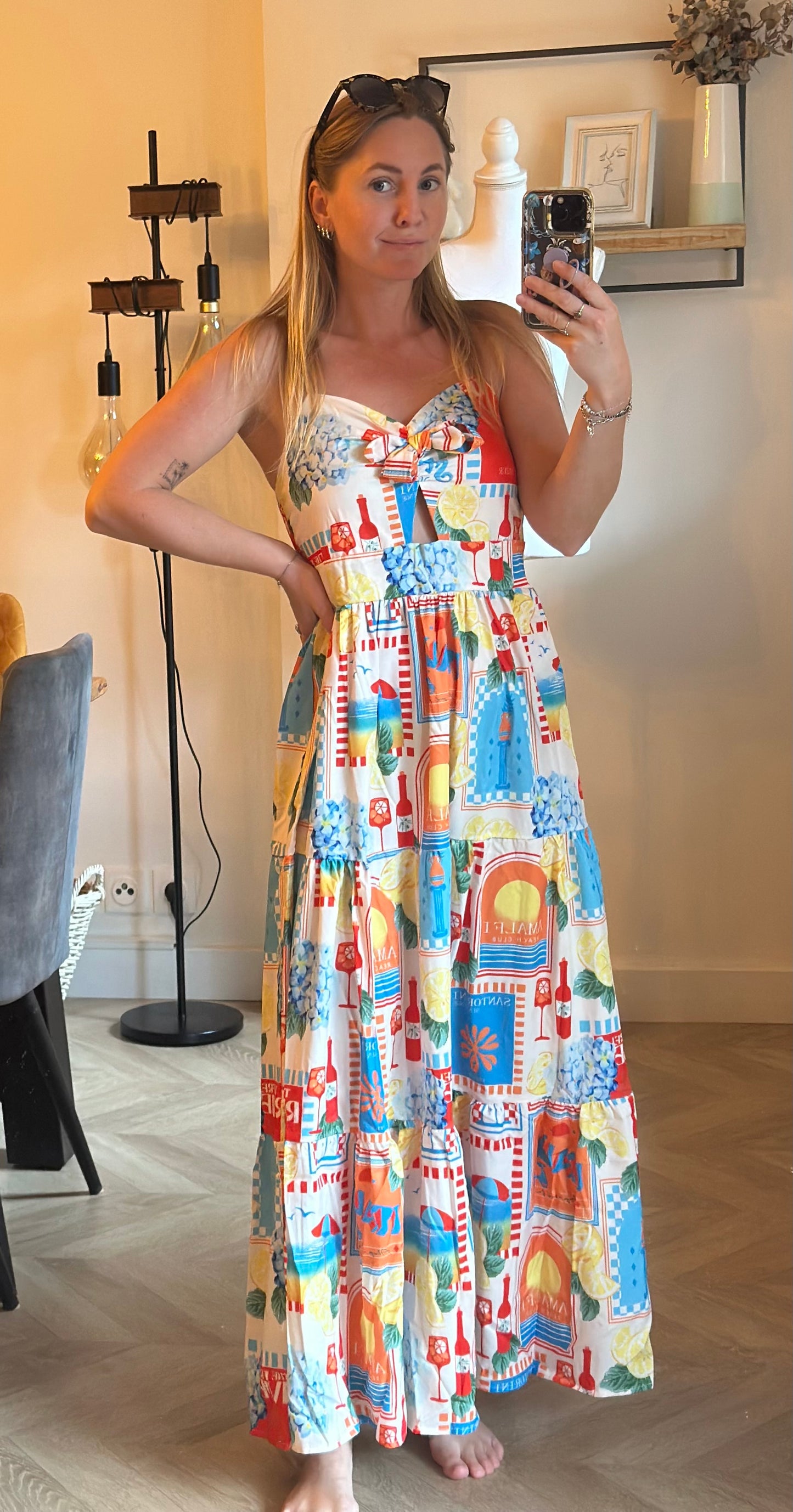 Robe longue imprimée Riviera – neuve, T.36