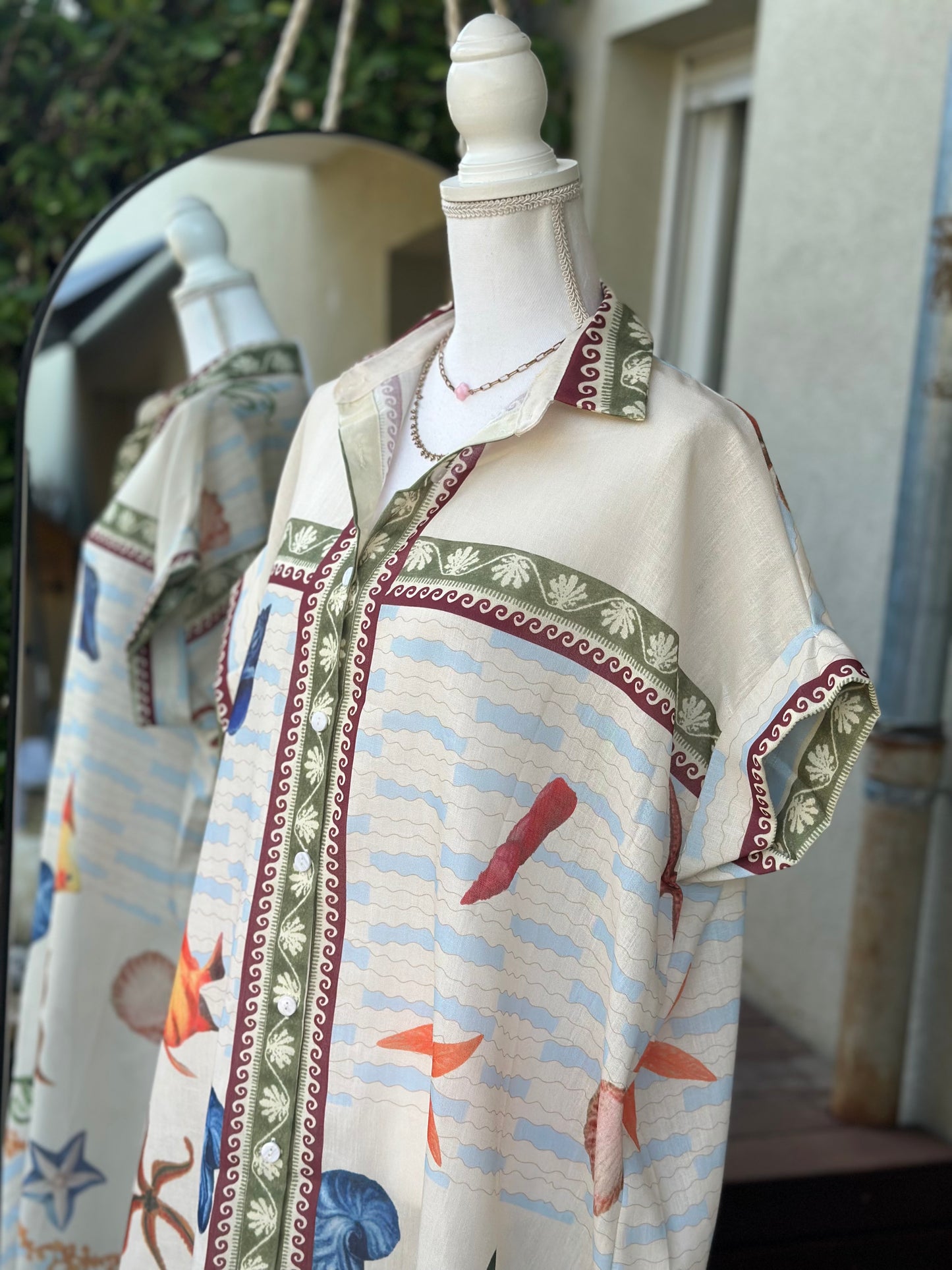 Robe chemise imprimé bord de mer oversize T.U 38 au 52 neuf