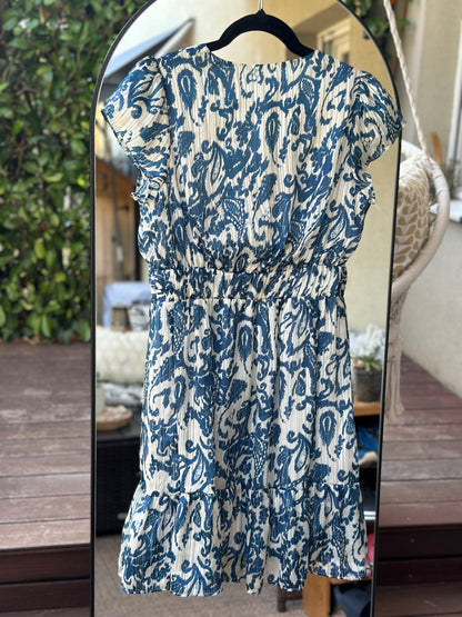 Robe modèle Routa imprimé bleu & blanc T.38