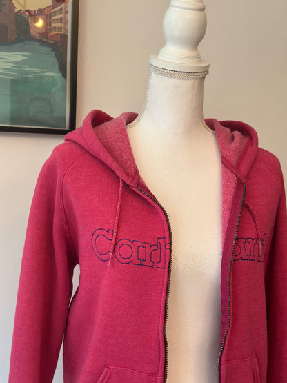 Sweat zippé à capuche rose logo brodé T.38
