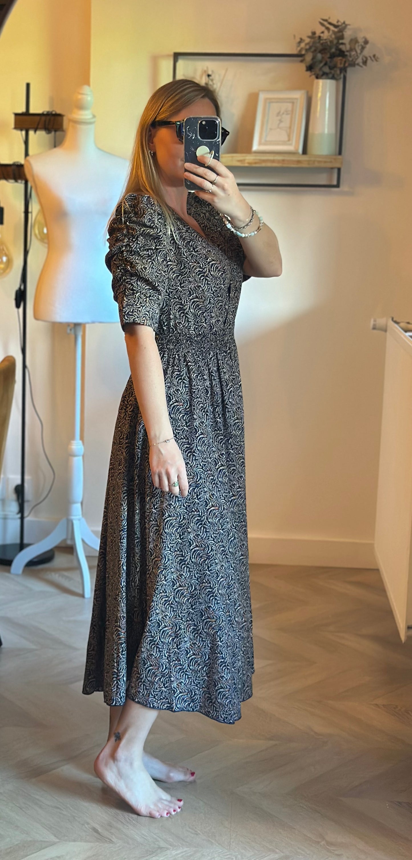 Robe longue imprimé feuillage T.38