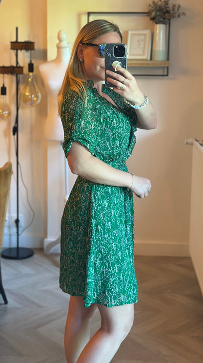 Robe fluide cachemire vert lurex modèle Clem T.34