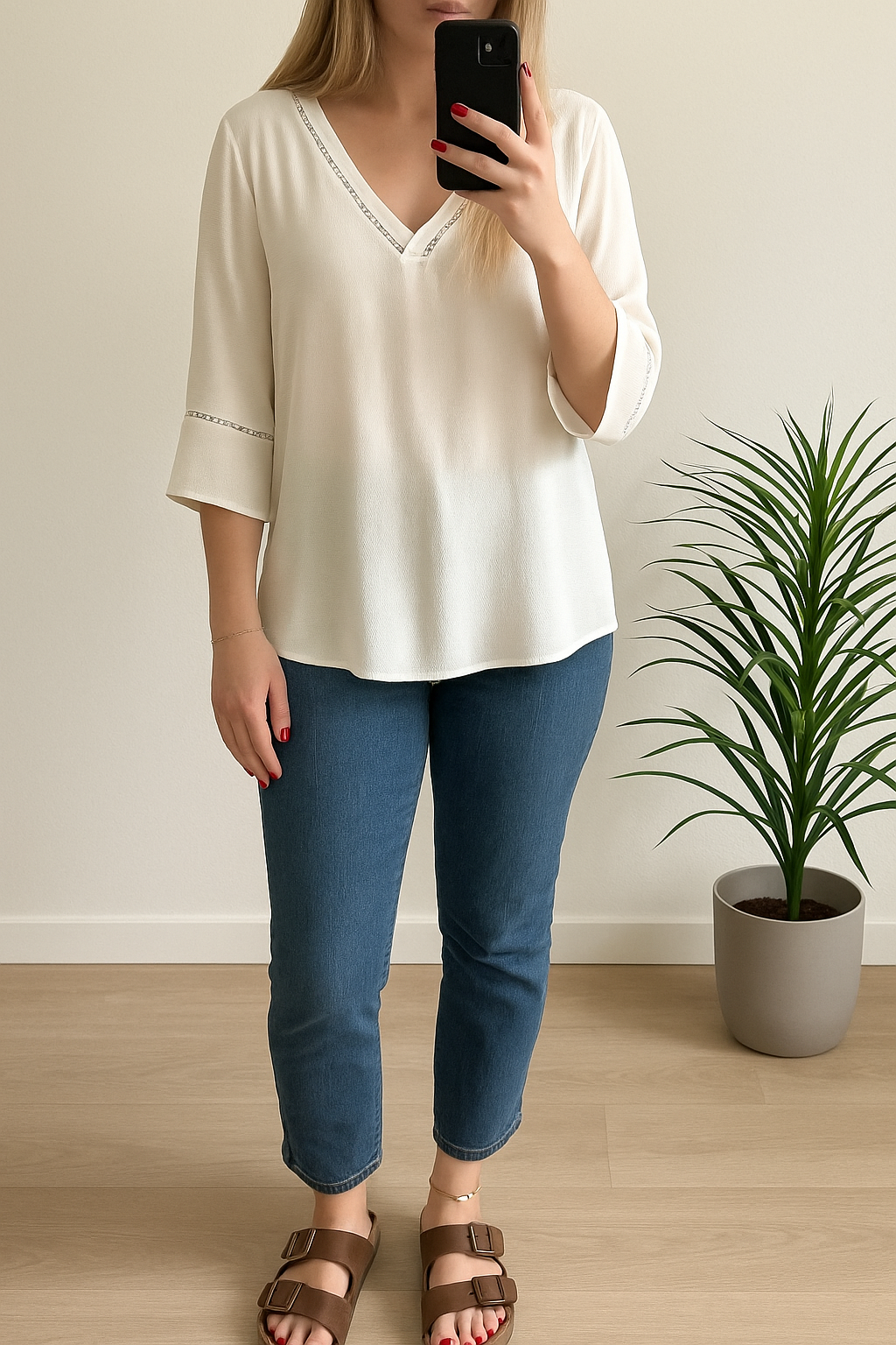 Blouse unie ivoire T.40