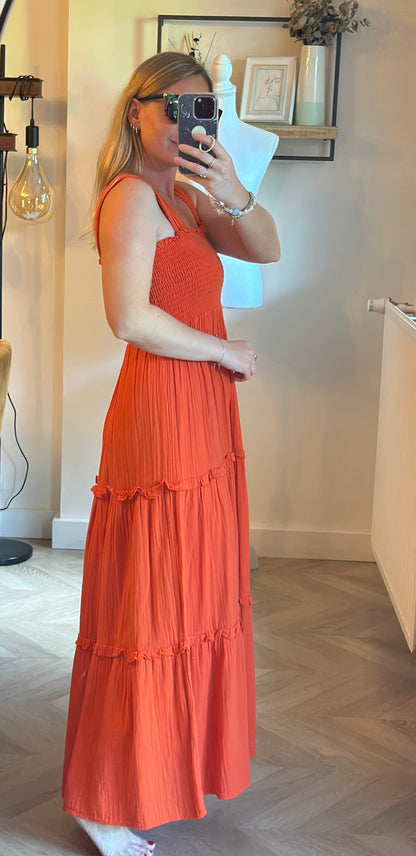 Robe longue terracotta smockée - T.34