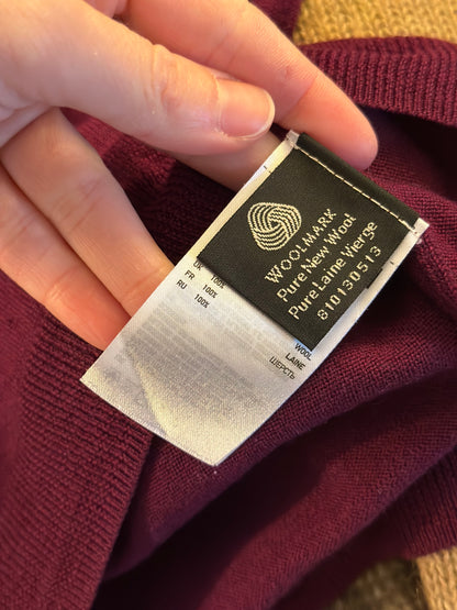 Pull col V uni bordeaux en laine T.38