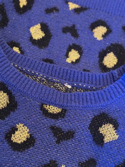 Pull doux bleu léopard T.36