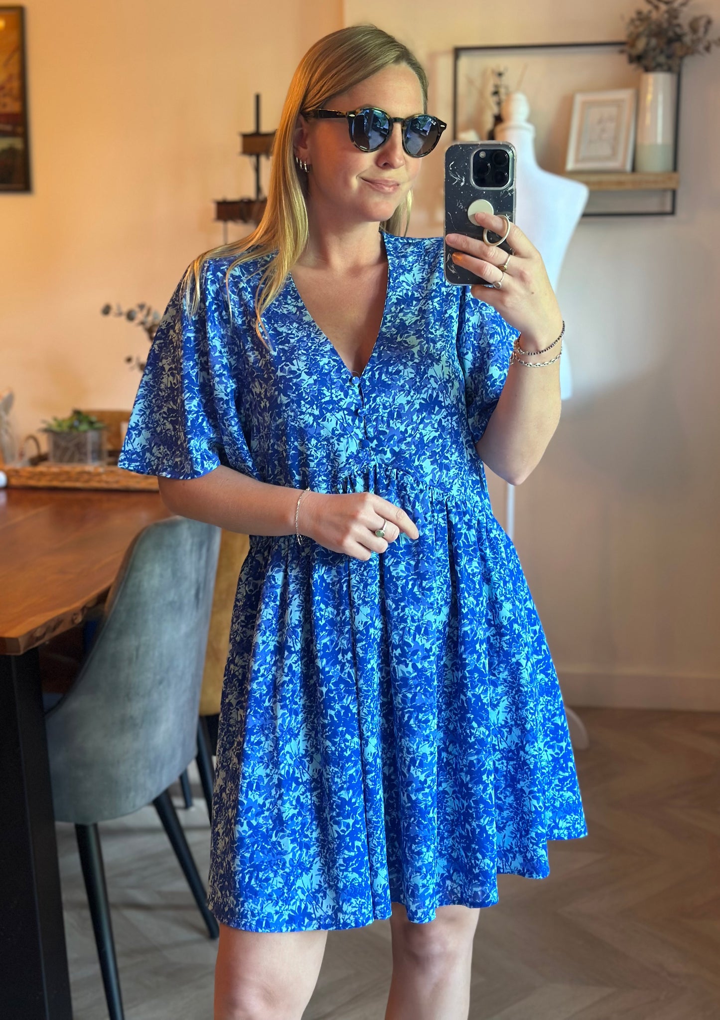 Robe fluide imprimé bleu T.36/38