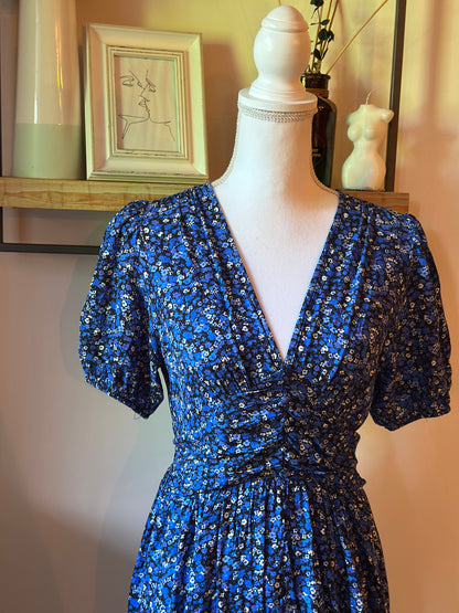 Robe fleurie bleue viscose T.36