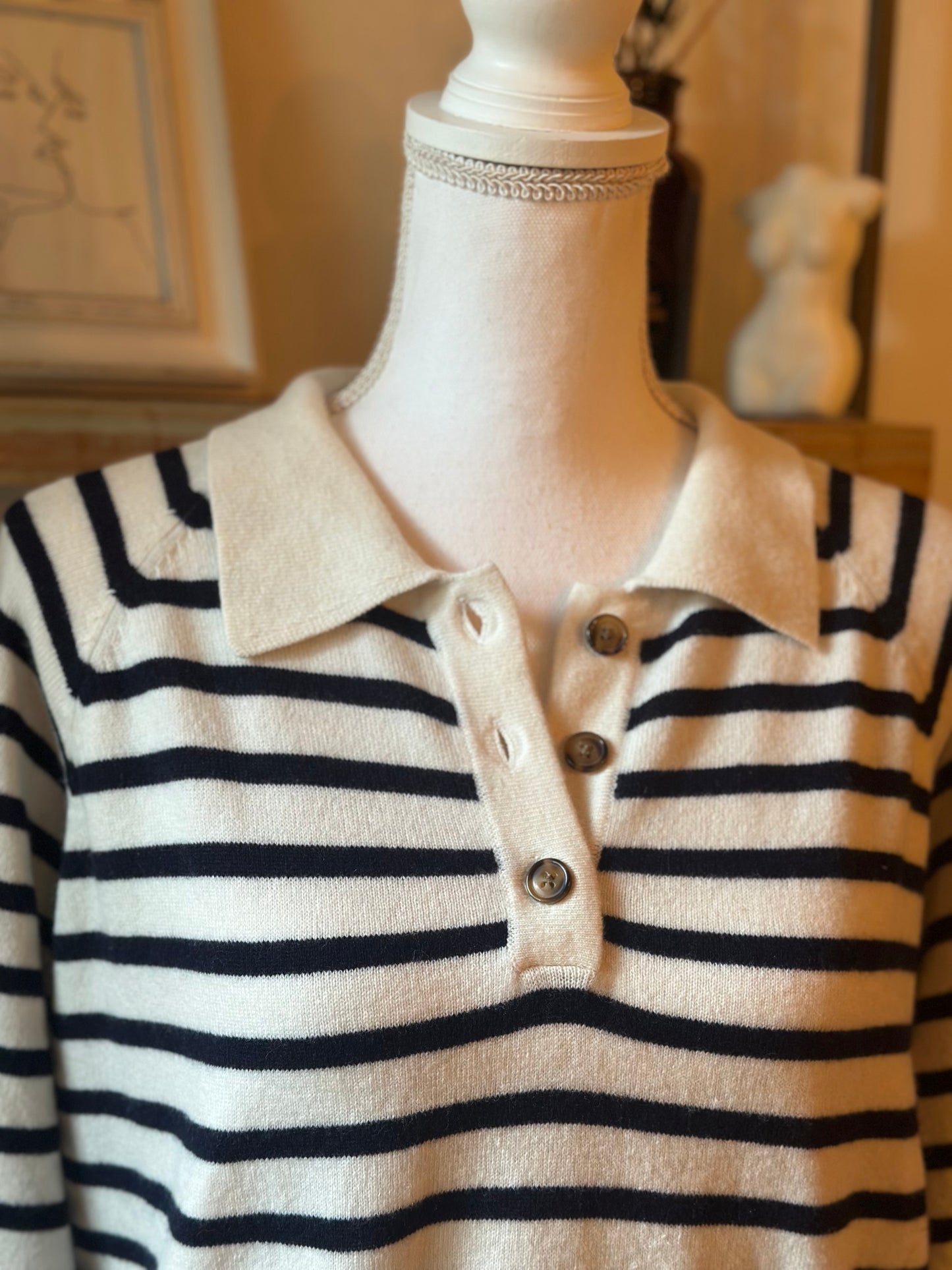 Pull rayé col polo laine T.38