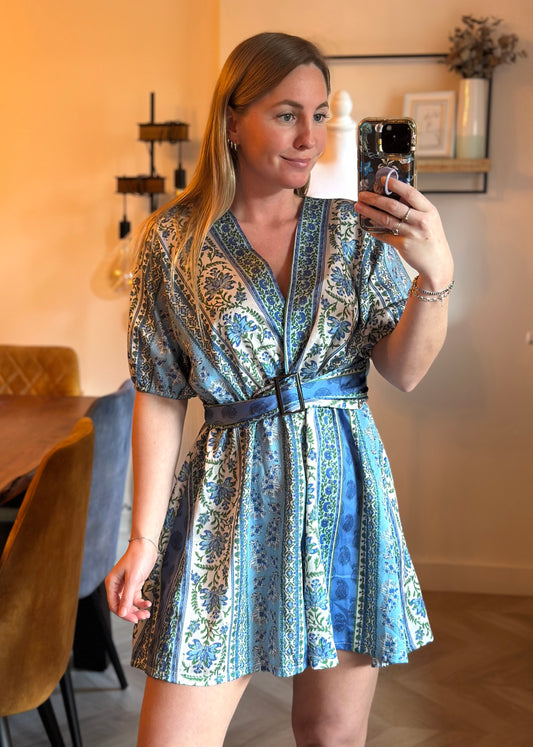 Combishort imprimé fleuri bleu T.36