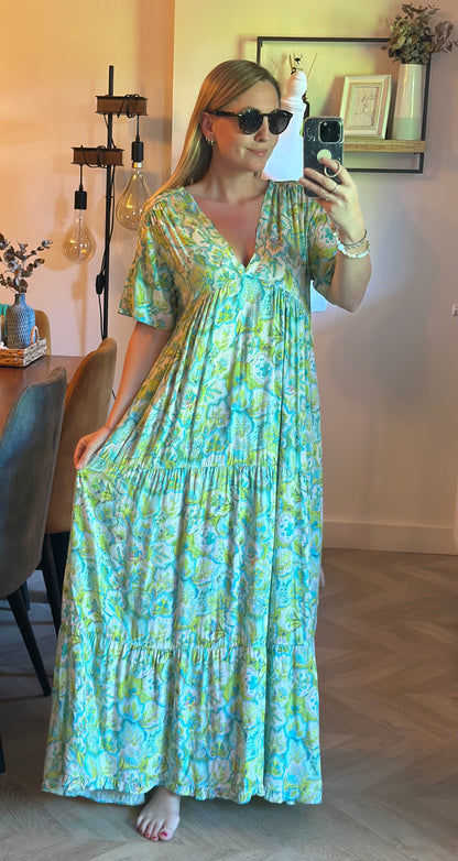 Robe longue fluide imprimé pastel T.U 38/42