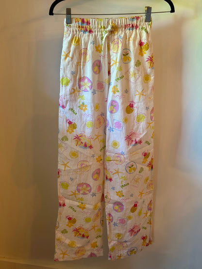 Pantalon jambes larges imprimé tropical – Neuf T.34