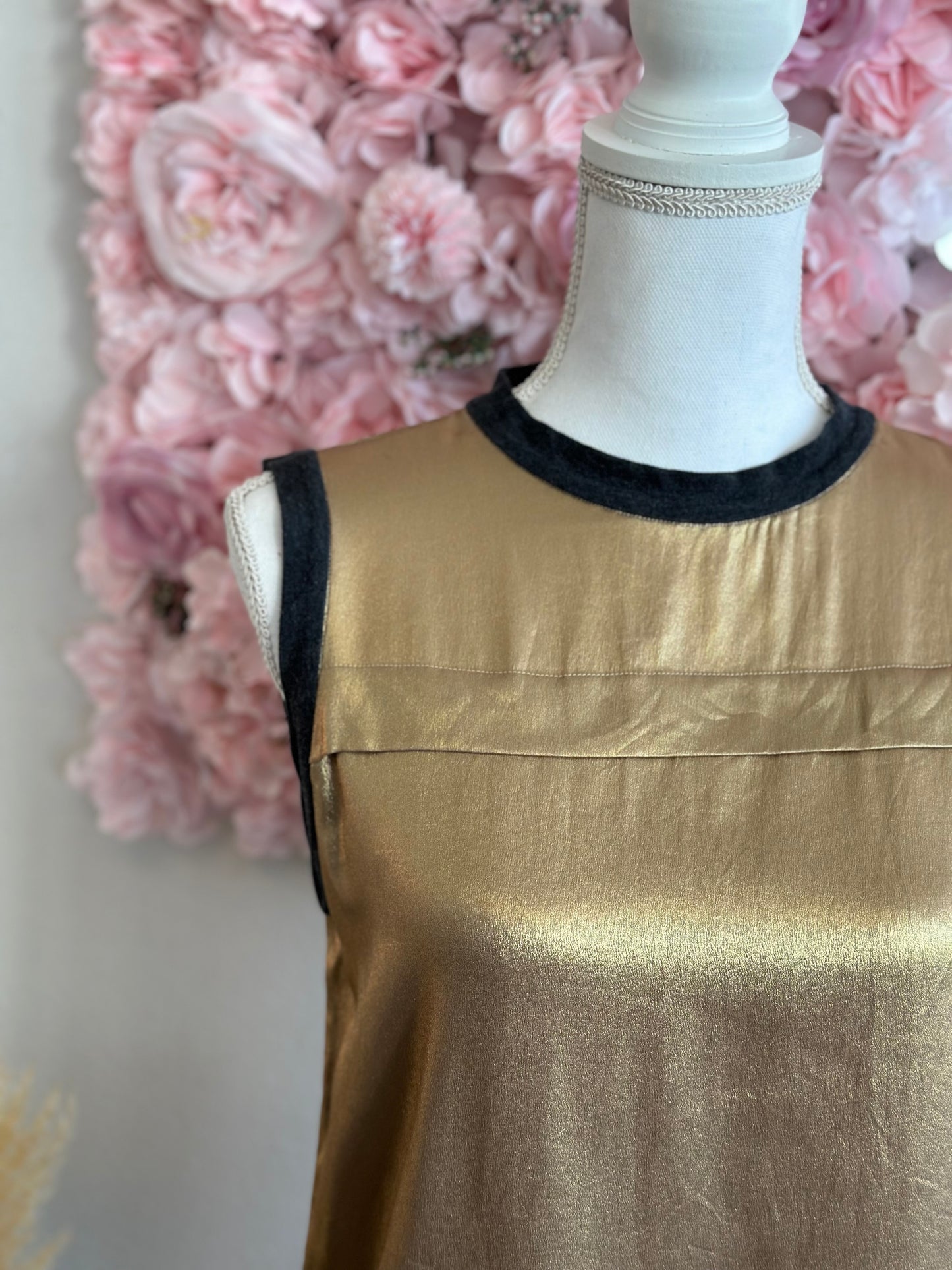 Blouse débardeur doré bronze en soie T.36