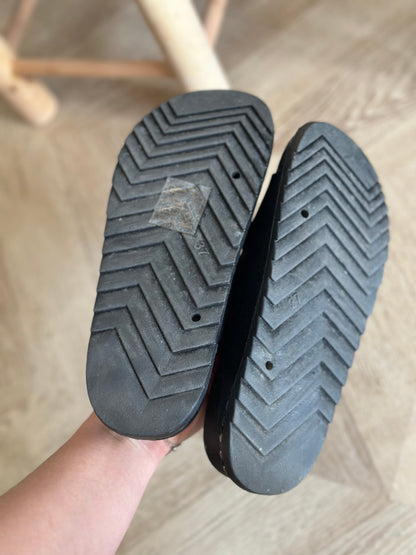 Sandales western à boucle épaisse noir/argent P.36