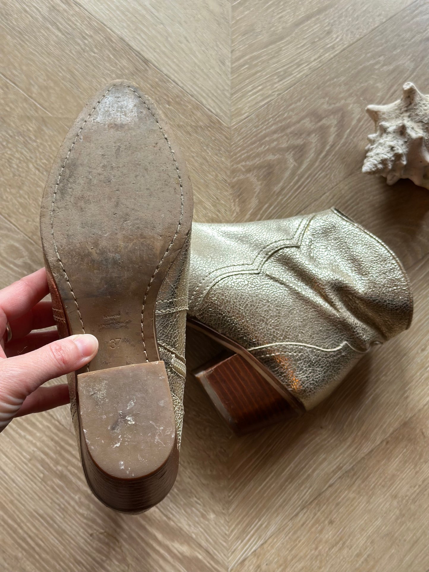 Bottines cuir doré – fabriquées au Portugal T.37