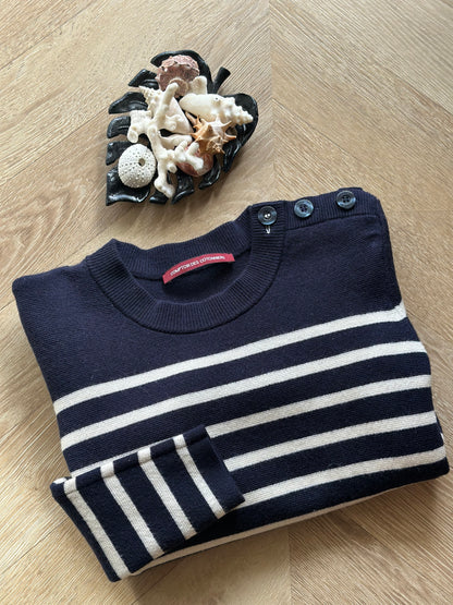 Pull marin rayé en laine mérinos T.34