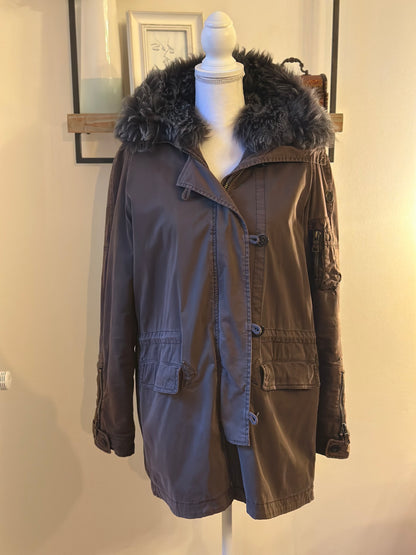 Parka chaude doublée fausse fourrure T.38