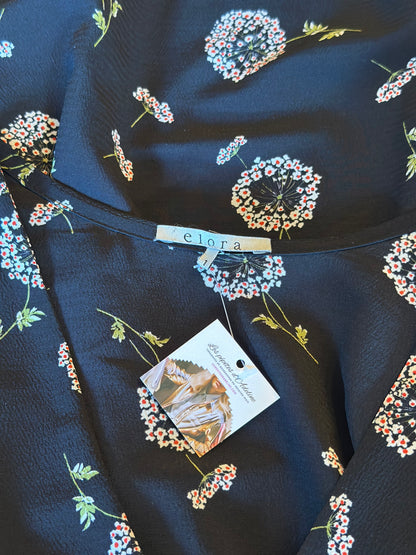 Robe courte imprimé fleuri noire T.36/38