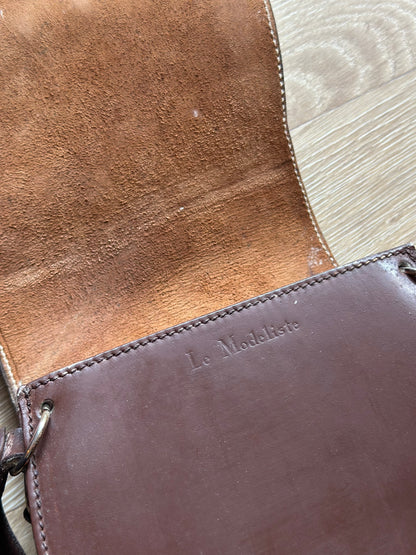 Sac bandoulière cuir marron vintage boucle métal – Made in France